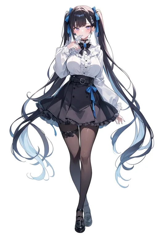 masterpiece, best quality, score_7, safe, long ribbon, 1girl, solo, simple background — by k3scat, made with ComfyUI