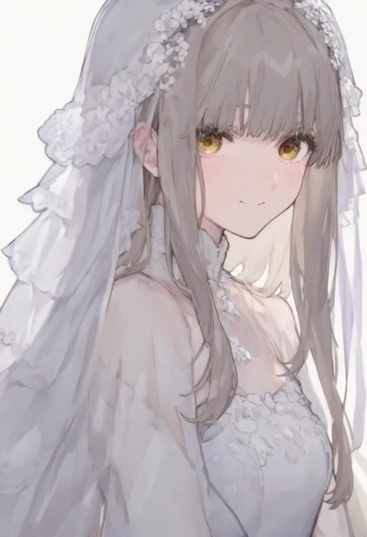 masterpiece, best quality, general, bride, 1girl, solo, simple background — by k3scat, made with ComfyUI