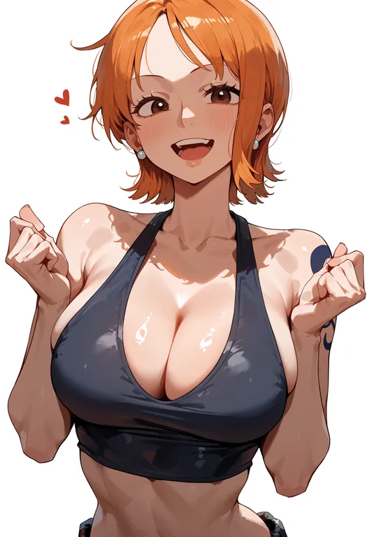 masterpiece, best quality, score_7, safe, nami (one piece), one piece, solo, upper body, simple background — by k3scat, made with ComfyUI