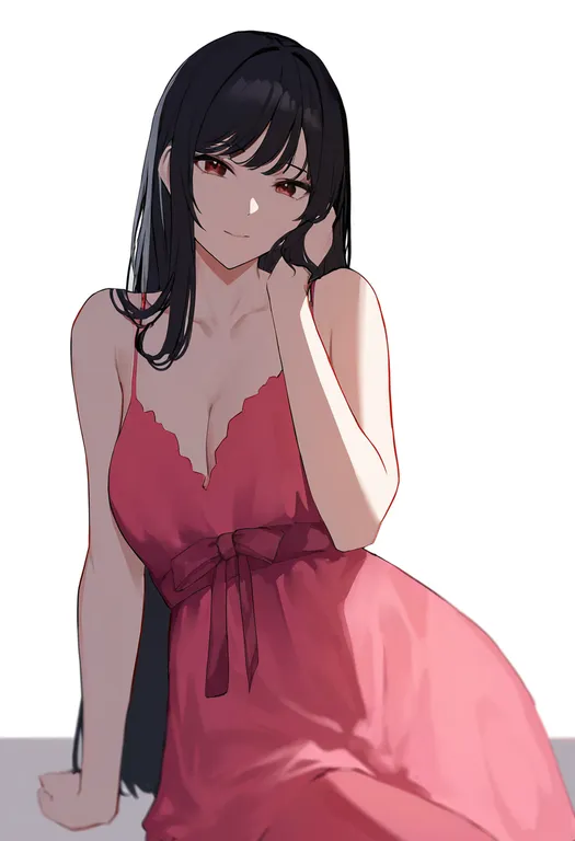 masterpiece, best quality, newest, absurdres, highres, safe, negligee, 1girl, solo, simple_background — by k3scat, made with ComfyUI