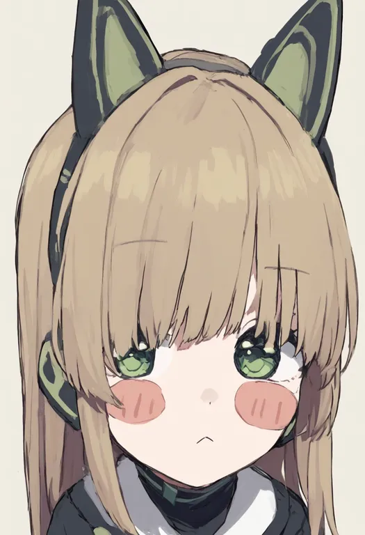 masterpiece, best quality, general, blush stickers, 1girl, solo, portrait, simple background — by k3scat, made with ComfyUI