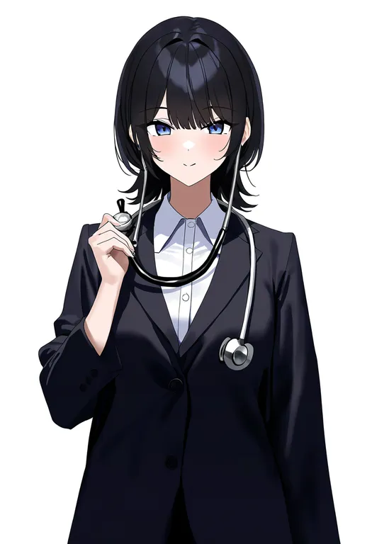 masterpiece, best quality, newest, absurdres, highres, safe, stethoscope, 1girl, solo, simple_background — by k3scat, made with ComfyUI