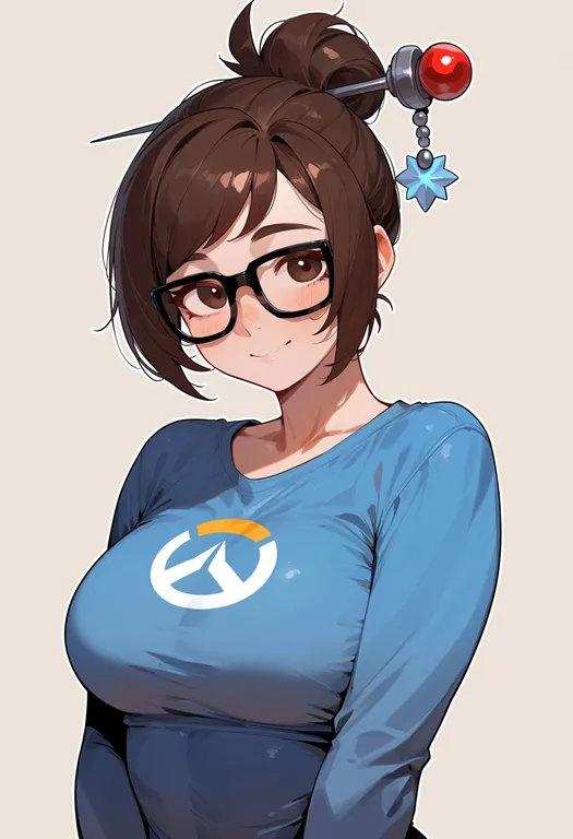 masterpiece, best quality, score_7, safe, mei (overwatch), overwatch, solo, upper body, simple background — by k3scat, made with ComfyUI