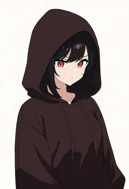 masterpiece, best quality, newest, absurdres, highres, safe, brown_hoodie, 1girl, solo, simple_background — by k3scat, made with ComfyUI