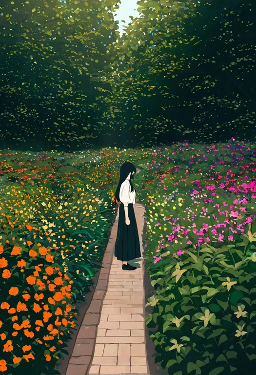 masterpiece, best quality, newest, absurdres, highres, safe, garden, 1girl, solo — by k3scat, made with ComfyUI