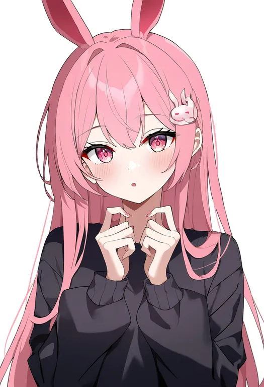 masterpiece, best quality, newest, absurdres, highres, safe, rabbit_hair_ornament, 1girl, solo, simple_background — by k3scat, made with ComfyUI