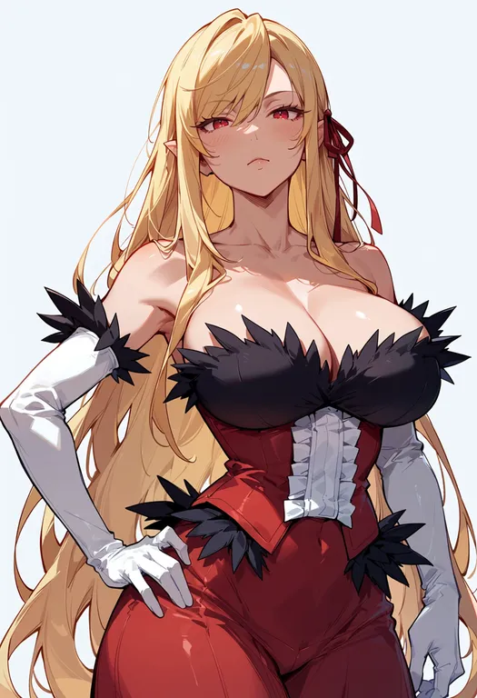 masterpiece, best quality, score_7, safe, kiss-shot acerola-orion heart-under-blade, solo, upper body, simple background — by k3scat, made with ComfyUI