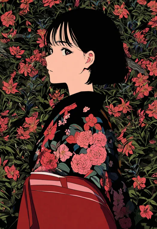 masterpiece, best quality, newest, absurdres, highres, safe, floral_background, 1girl, solo — by k3scat, made with ComfyUI