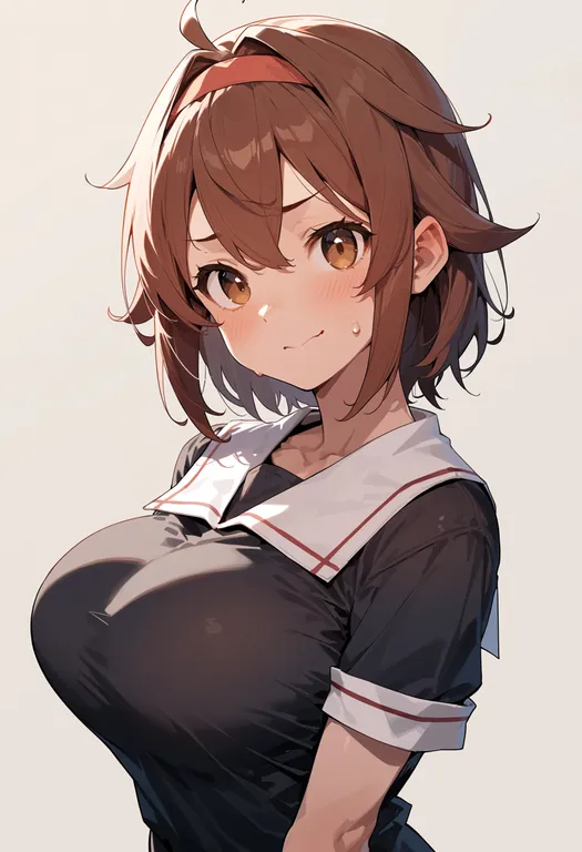 masterpiece, best quality, score_7, safe, shiratsuyu (kancolle), solo, upper body, simple background — by k3scat, made with ComfyUI
