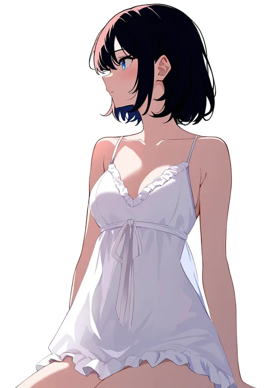 masterpiece, best quality, newest, absurdres, highres, safe, white_babydoll, 1girl, solo, simple_background — by k3scat, made with ComfyUI