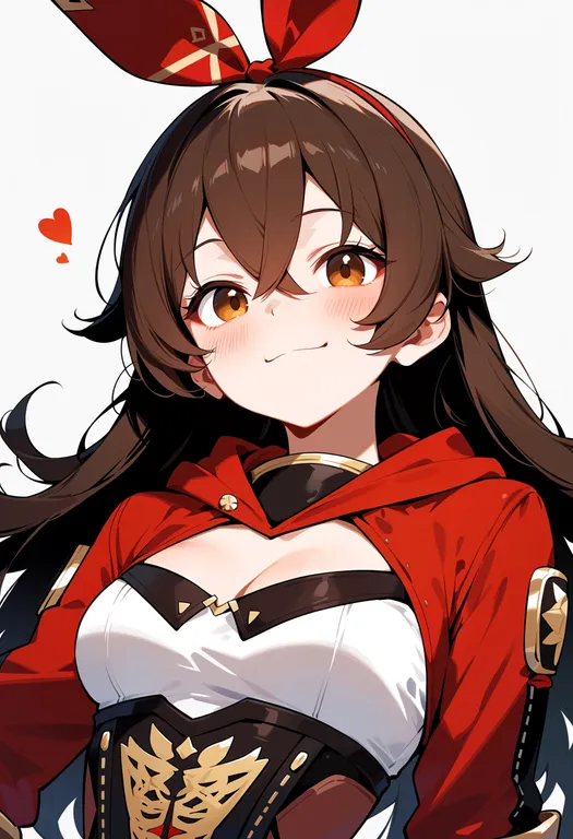 masterpiece, best quality, score_7, safe, amber (genshin impact), genshin impact, solo, upper body, simple background — by k3scat, made with ComfyUI
