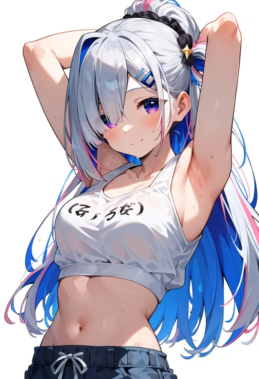 masterpiece, best quality, score_7, safe, amane kanata (work), solo, upper body, simple background — by k3scat, made with ComfyUI