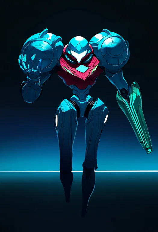 masterpiece, best quality, newest, absurdres, highres, safe, metroid_prime_hunters, solo, simple_background — by k3scat, made with ComfyUI