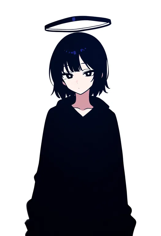 masterpiece, best quality, newest, absurdres, highres, safe, rectangular_halo, 1girl, solo, simple_background — by k3scat, made with ComfyUI