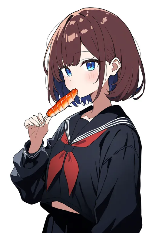masterpiece, best quality, newest, absurdres, highres, safe, fish_(food), 1girl, solo, simple_background — by k3scat, made with ComfyUI
