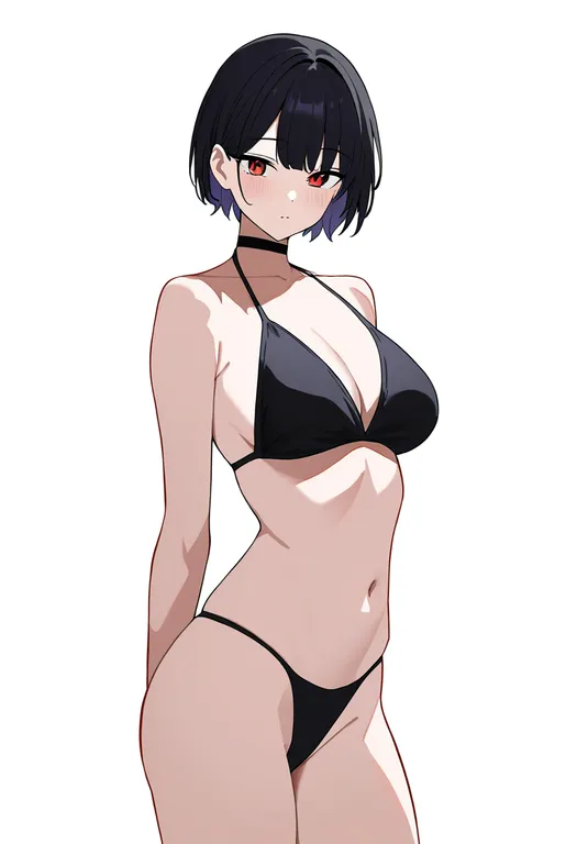 masterpiece, best quality, newest, absurdres, highres, safe, bikini, 1girl, solo, full_body, simple_background — by k3scat, made with ComfyUI