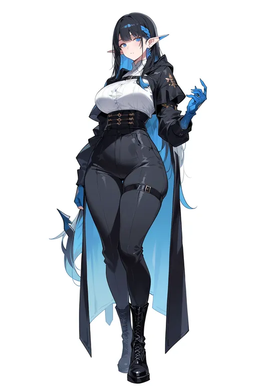 masterpiece, best quality, score_7, safe, pixiv summoner, solo, simple background — by k3scat, made with ComfyUI