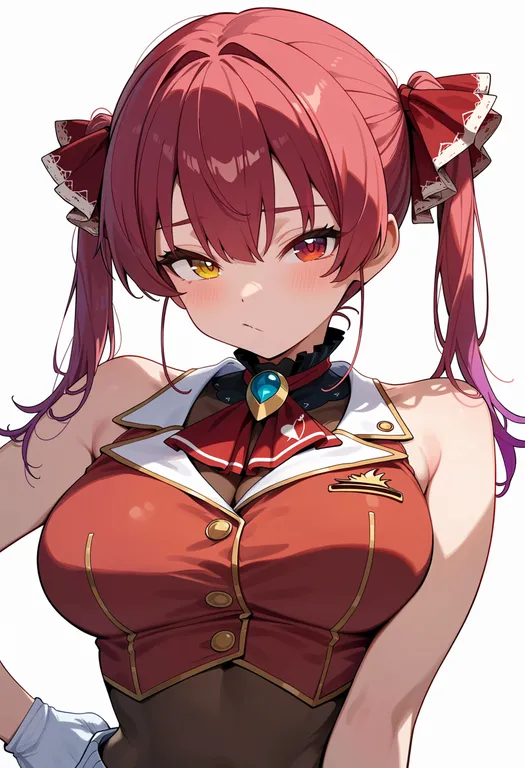 masterpiece, best quality, score_7, safe, houshou marine, hololive, solo, upper body, simple background — by k3scat, made with ComfyUI
