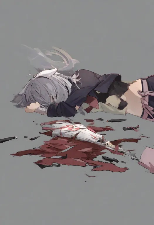 masterpiece, best quality, general, defeat, 1girl, solo, simple background — by k3scat, made with ComfyUI