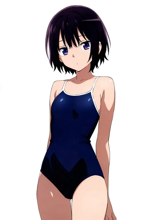 masterpiece, best quality, newest, absurdres, highres, safe, old_school_swimsuit, 1girl, solo, simple_background — by k3scat, made with ComfyUI