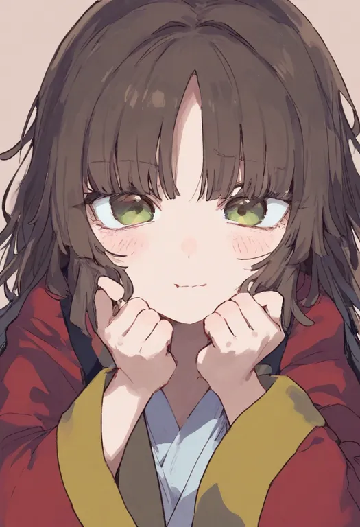 masterpiece, best quality, general, red robe, 1girl, solo, simple background — by k3scat, made with ComfyUI