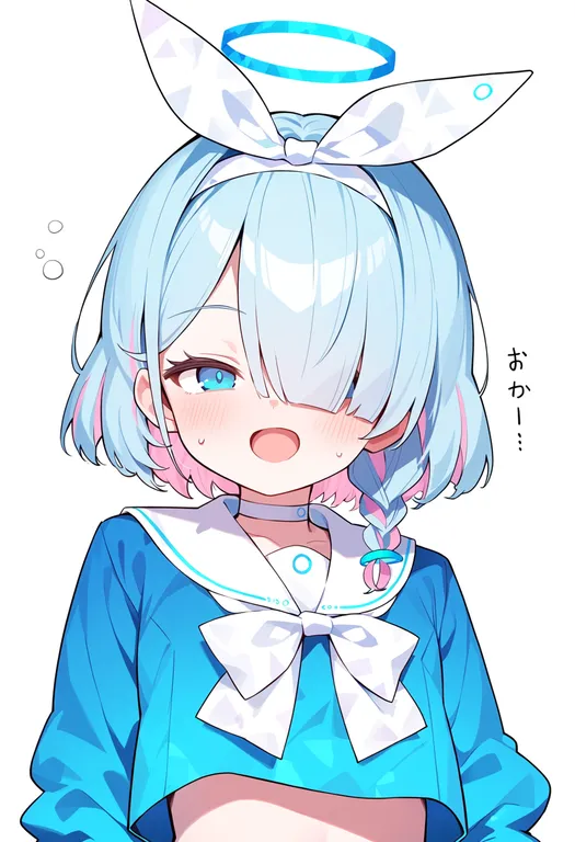 masterpiece, best quality, score_7, safe, arona (blue archive), blue archive, solo, upper body, simple background — by k3scat, made with ComfyUI