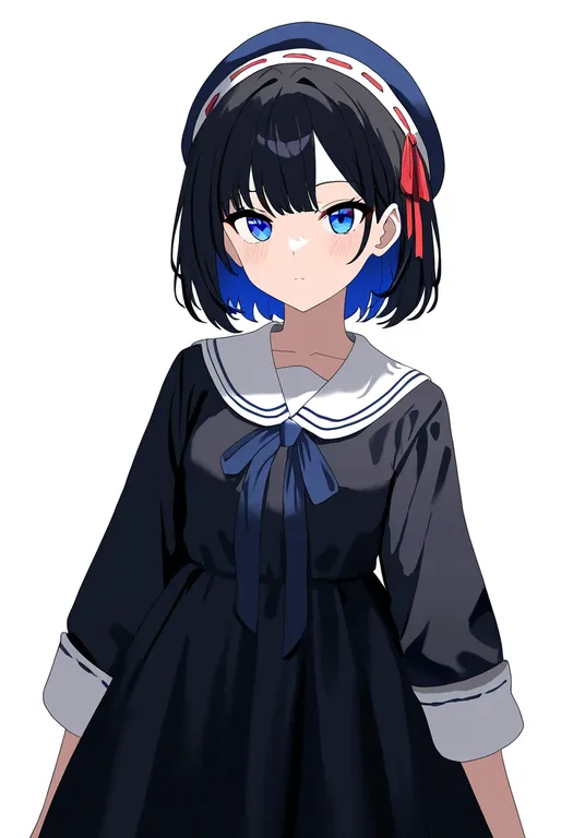 masterpiece, best quality, newest, absurdres, highres, safe, ribbon-trimmed_headwear, 1girl, solo, simple_background — by k3scat, made with ComfyUI