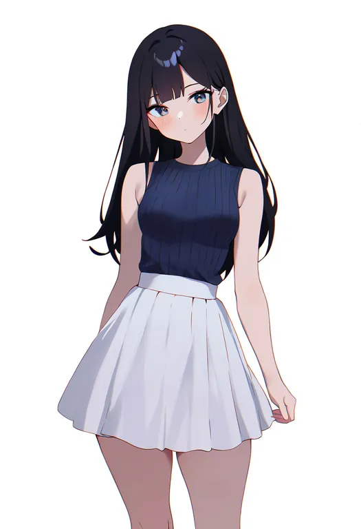 masterpiece, best quality, newest, absurdres, highres, safe, white_skirt, 1girl, solo, simple_background — by k3scat, made with ComfyUI