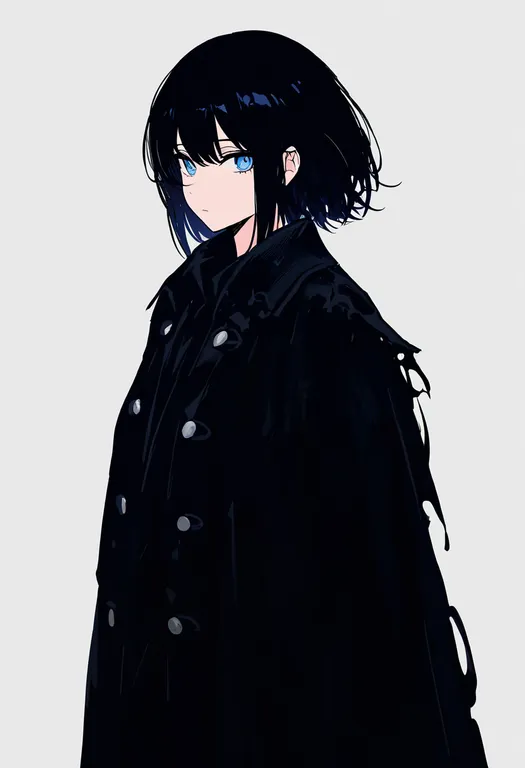 masterpiece, best quality, newest, absurdres, highres, safe, torn_coat, 1girl, solo, simple_background — by k3scat, made with ComfyUI