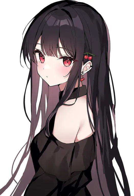 masterpiece, best quality, newest, absurdres, highres, safe, cherry_hair_ornament, 1girl, solo, simple_background — by k3scat, made with ComfyUI