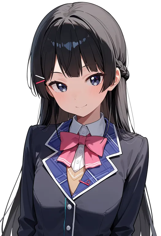 masterpiece, best quality, score_7, safe, tsukino mito (1st costume), solo, upper body, simple background — by k3scat, made with ComfyUI