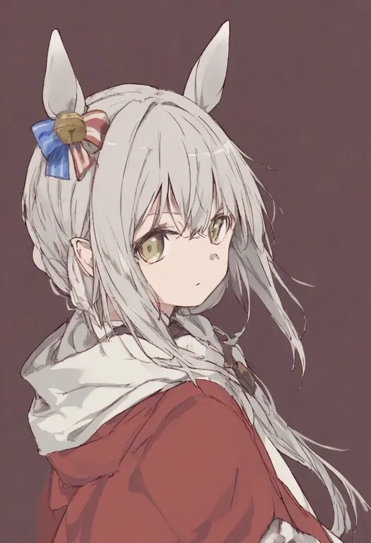 masterpiece, best quality, general, ear bow, 1girl, solo, simple background — by k3scat, made with ComfyUI