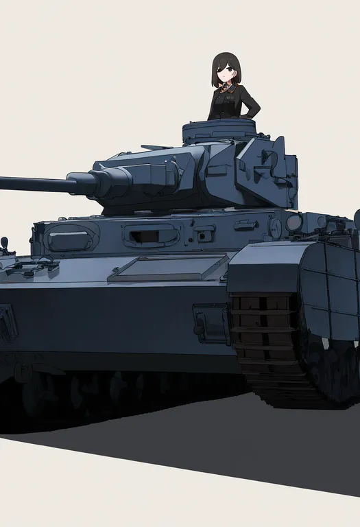 masterpiece, best quality, newest, absurdres, highres, safe, panzer_iv, 1girl, solo, simple_background — by k3scat, made with ComfyUI
