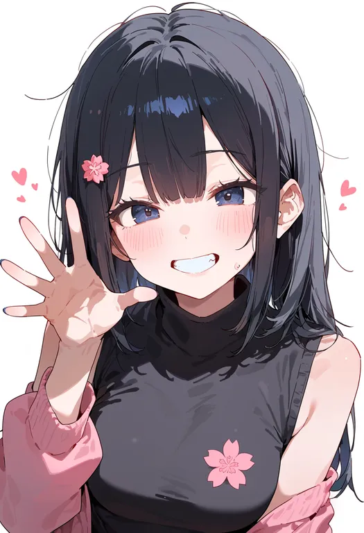 masterpiece, best quality, score_7, safe, sakura mochi, 1girl, solo, upper body, simple background — by k3scat, made with ComfyUI