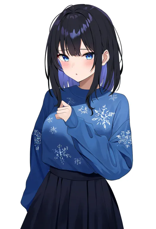 masterpiece, best quality, newest, absurdres, highres, safe, snowflake_print, 1girl, solo, simple_background — by k3scat, made with ComfyUI