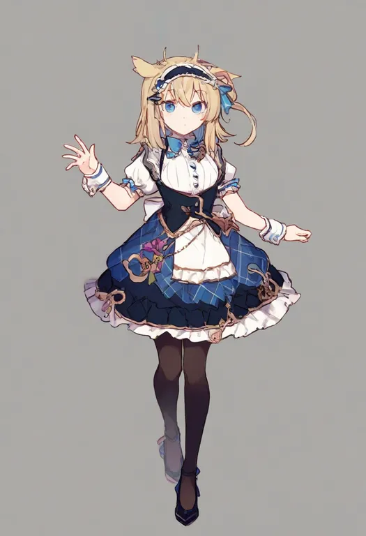 masterpiece, best quality, general, wrist cuffs, 1girl, solo, full body, simple background — by k3scat, made with ComfyUI