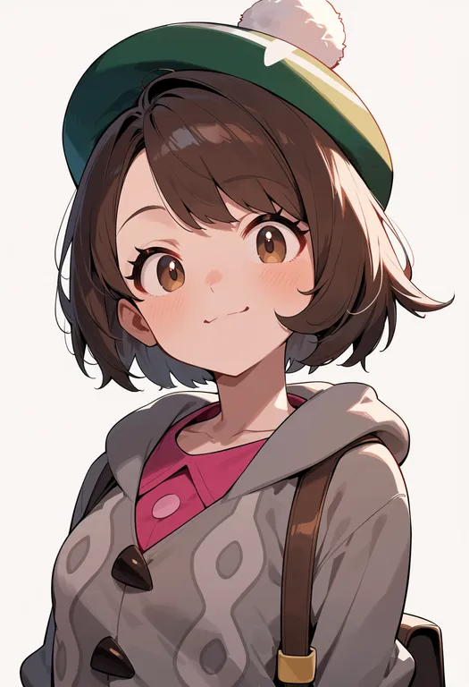 masterpiece, best quality, score_7, safe, gloria (pokemon), pokemon, solo, upper body, simple background — by k3scat, made with ComfyUI