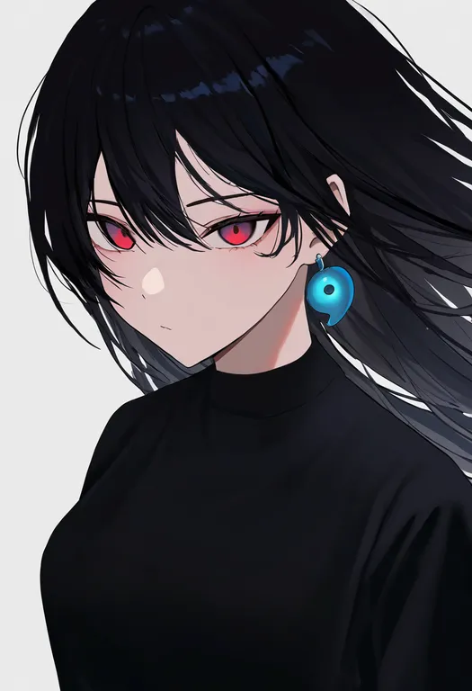 masterpiece, best quality, newest, absurdres, highres, safe, magatama_earrings, 1girl, solo, simple_background — by k3scat, made with ComfyUI