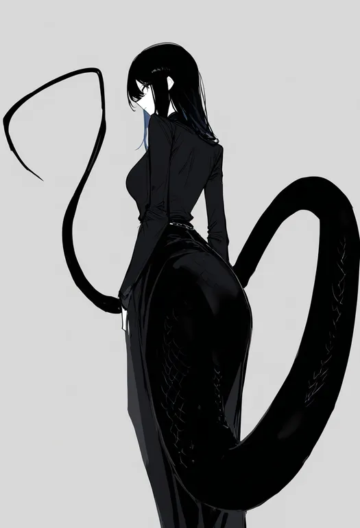 masterpiece, best quality, newest, absurdres, highres, safe, snake_tail, 1girl, solo, simple_background — by k3scat, made with ComfyUI