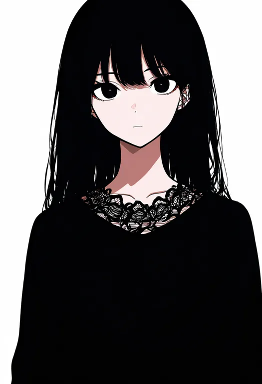 masterpiece, best quality, newest, absurdres, highres, safe, lace-trimmed_shirt, 1girl, solo, simple_background — by k3scat, made with ComfyUI