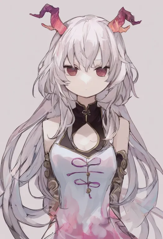 masterpiece, best quality, general, gradient horns, 1girl, solo, simple background — by k3scat, made with ComfyUI