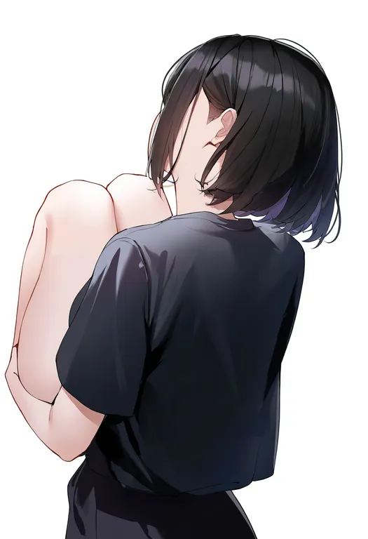 masterpiece, best quality, newest, absurdres, highres, safe, elbow_carry, 1girl, solo, simple_background — by k3scat, made with ComfyUI