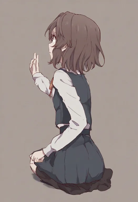 masterpiece, best quality, general, seiza, 1girl, solo, full body, simple background — by k3scat, made with ComfyUI