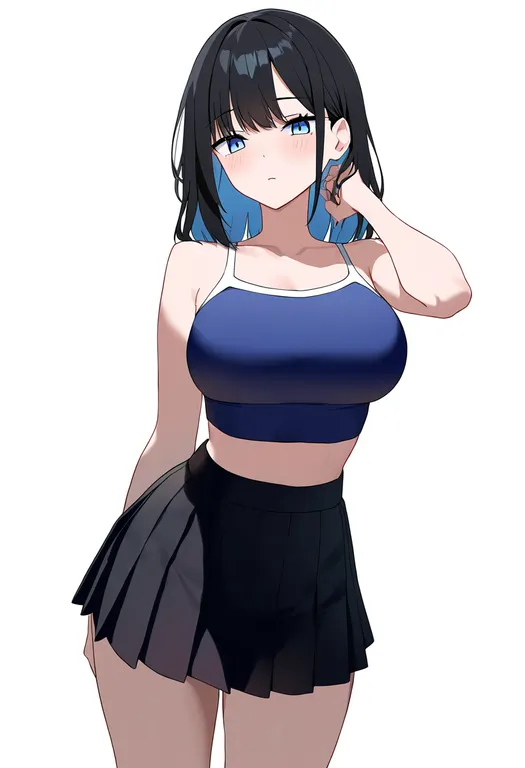 masterpiece, best quality, newest, absurdres, highres, safe, swimsuit_skirt, 1girl, solo, simple_background — by k3scat, made with ComfyUI