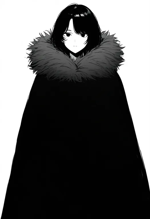 masterpiece, best quality, newest, absurdres, highres, safe, fur-trimmed_cloak, 1girl, solo, simple_background — by k3scat, made with ComfyUI