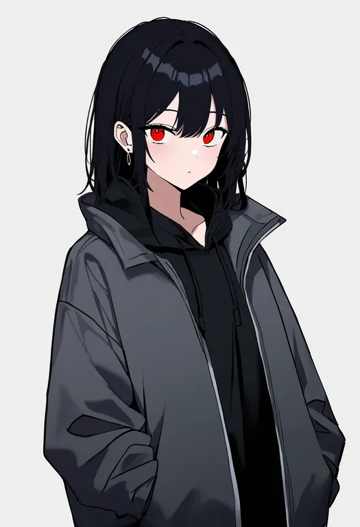 masterpiece, best quality, newest, absurdres, highres, safe, grey_jacket, 1girl, solo, simple_background — by k3scat, made with ComfyUI