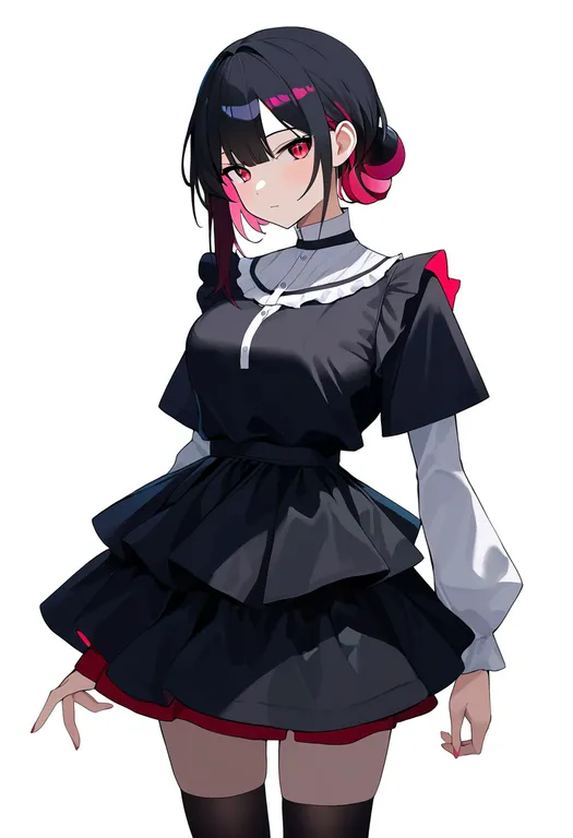 masterpiece, best quality, newest, absurdres, highres, safe, layered_skirt, 1girl, solo, simple_background — by k3scat, made with ComfyUI