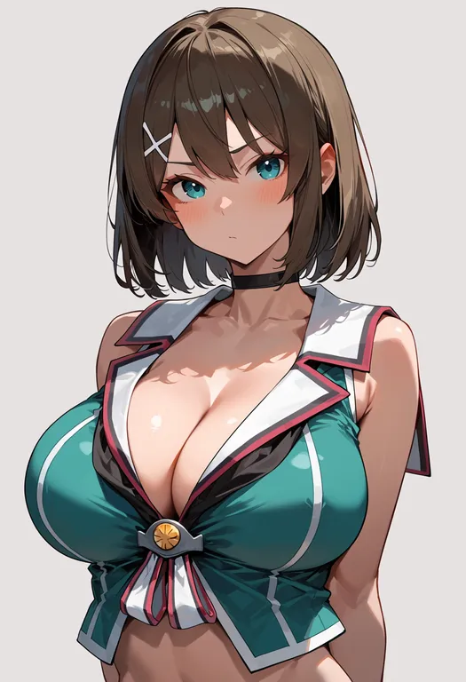 masterpiece, best quality, score_7, safe, maya kai ni (kancolle), solo, upper body, simple background — by k3scat, made with ComfyUI