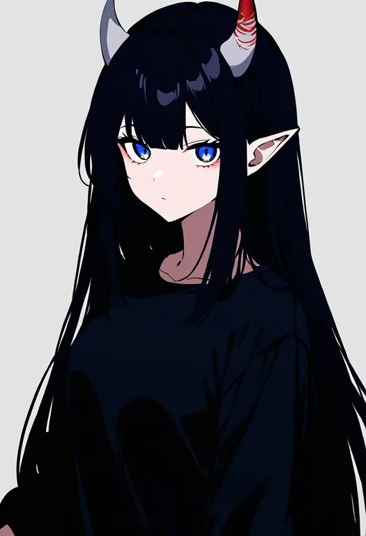 masterpiece, best quality, newest, absurdres, highres, safe, ushi-oni, solo, upper_body, simple_background — by k3scat, made with ComfyUI