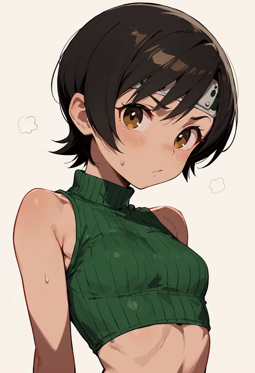 masterpiece, best quality, score_7, safe, yuffie kisaragi, solo, upper body, simple background — by k3scat, made with ComfyUI